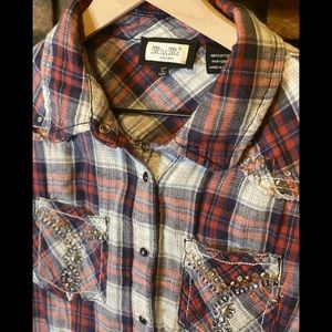 Miss Me flannel, red white blue, large